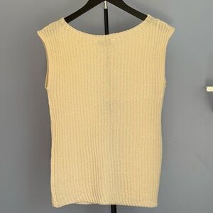 ZARA Cream Ribbed Knit Sweater Sleeveless Micro Sequin Sparkle Size S Neutral